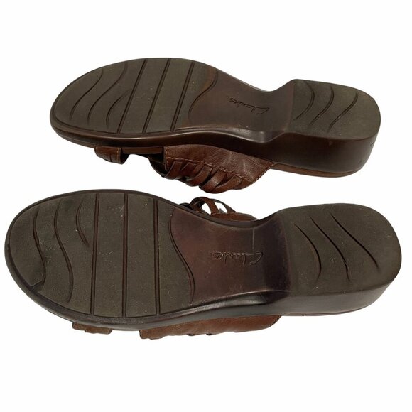 Clarks Sandal Toe Thong Reba Tan Size 8M Brown Slip On - Picture 4 of 4